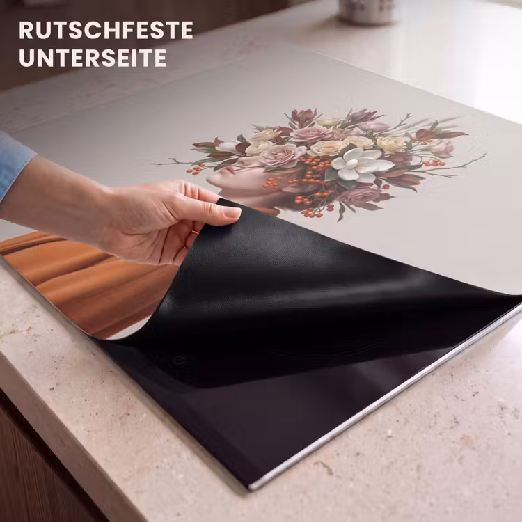 Herdabdeckplatte - Gesicht - Blumenstrauß - Bunt — 6