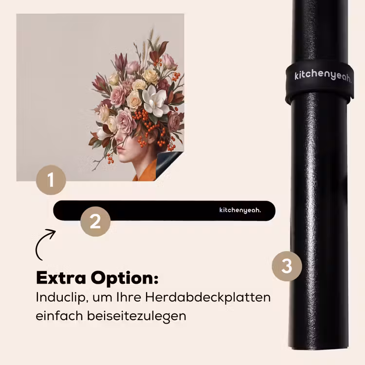 Herdabdeckplatte - Gesicht - Blumenstrauß - Bunt — 8