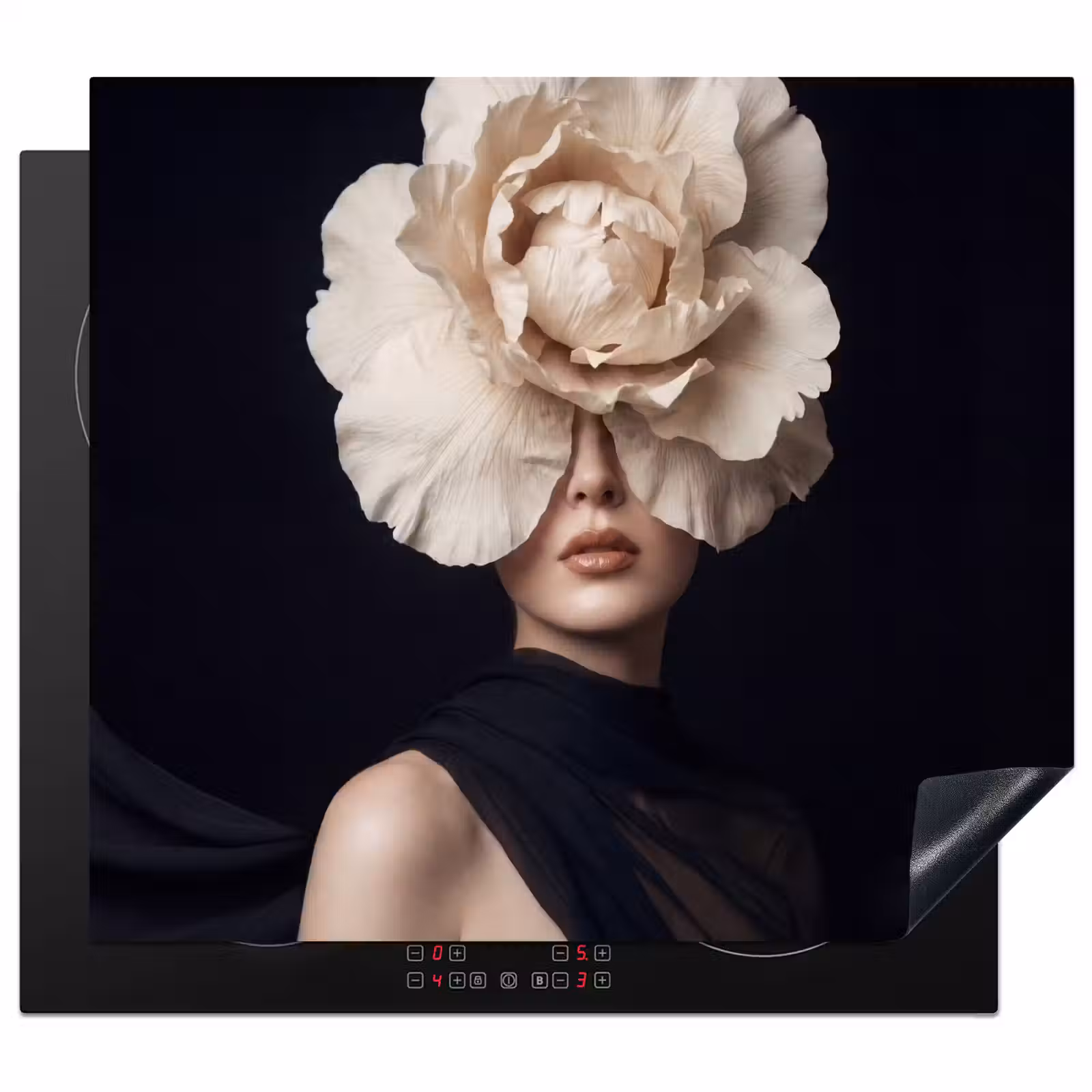 Herdabdeckplatte - Rose - Zeitlos - Schwarz — 1
