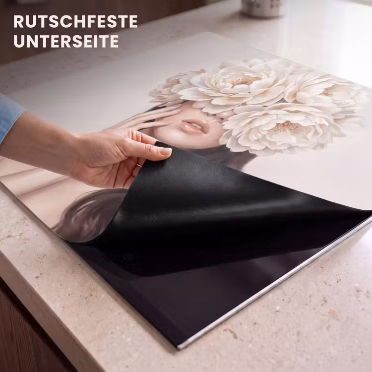 Herdabdeckplatte - Gesicht - Pfingstrose - Creme — 6