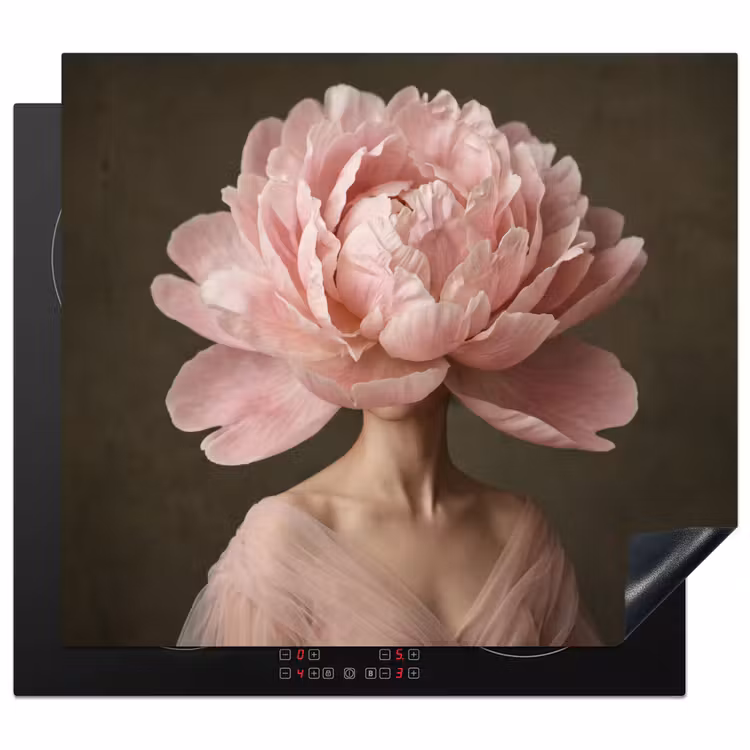 Herdabdeckplatte - Gesicht - Rose - Rosa — 1