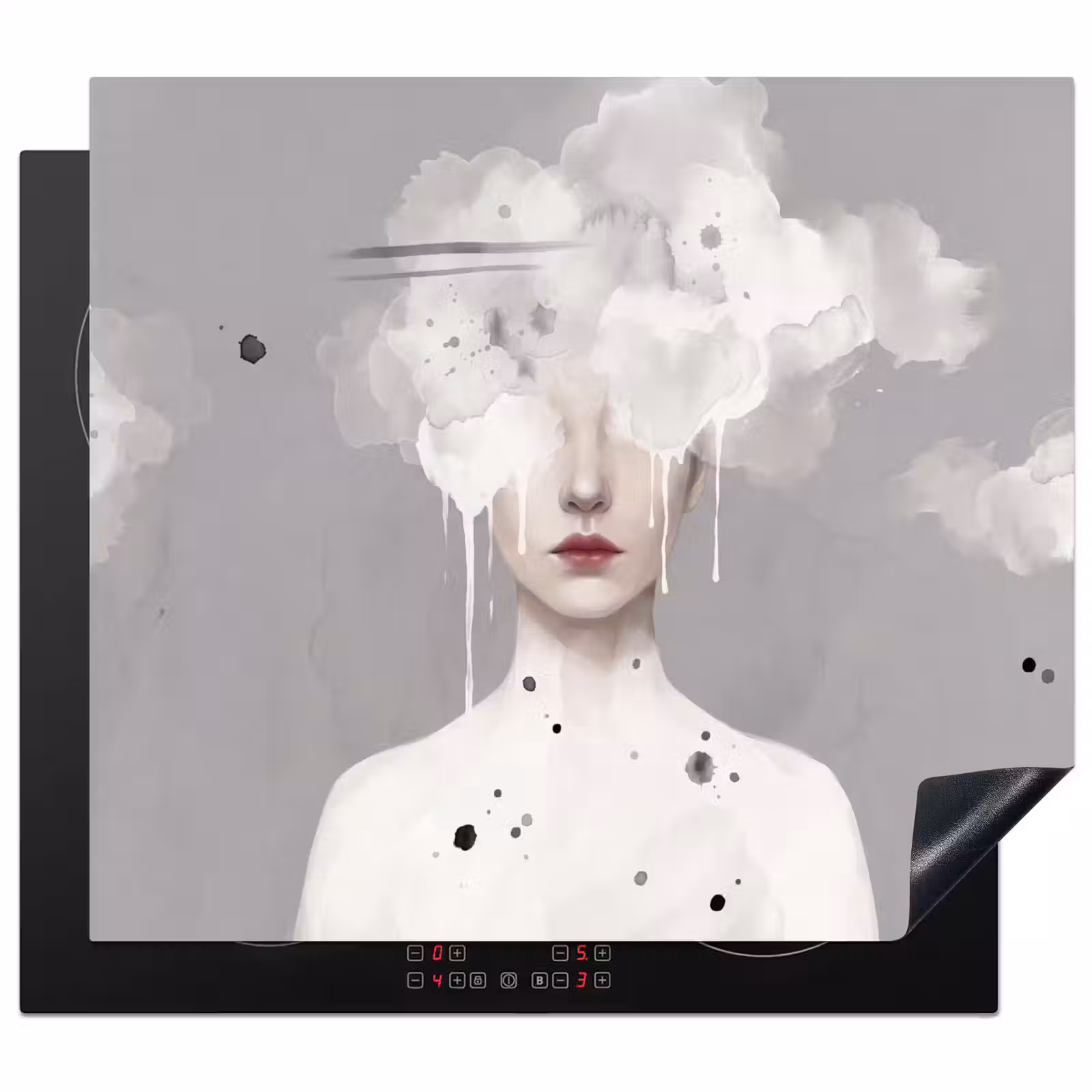 Herdabdeckplatte - Frau - Wolke - Grau — 1