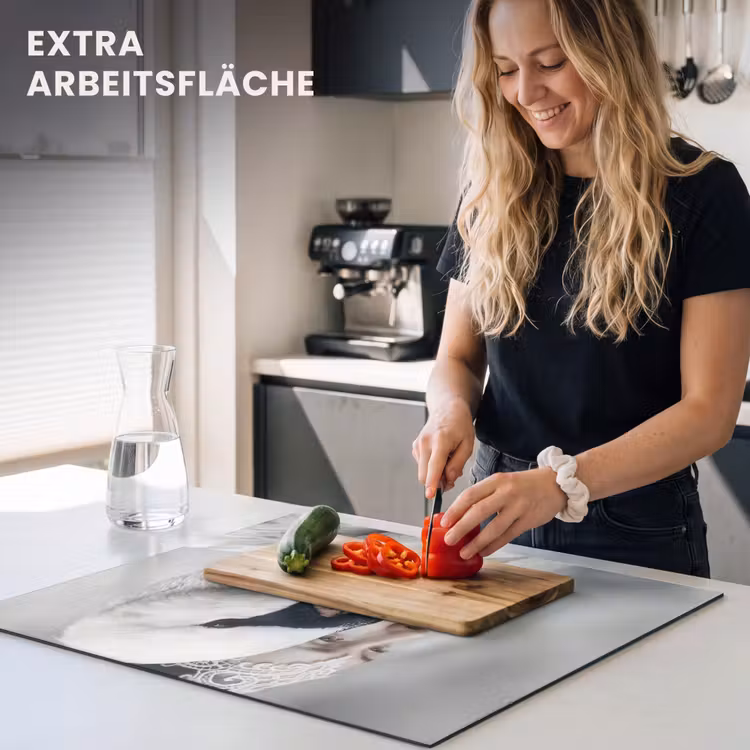 Herdabdeckplatte - Frau - Schwan - Weiß — 5