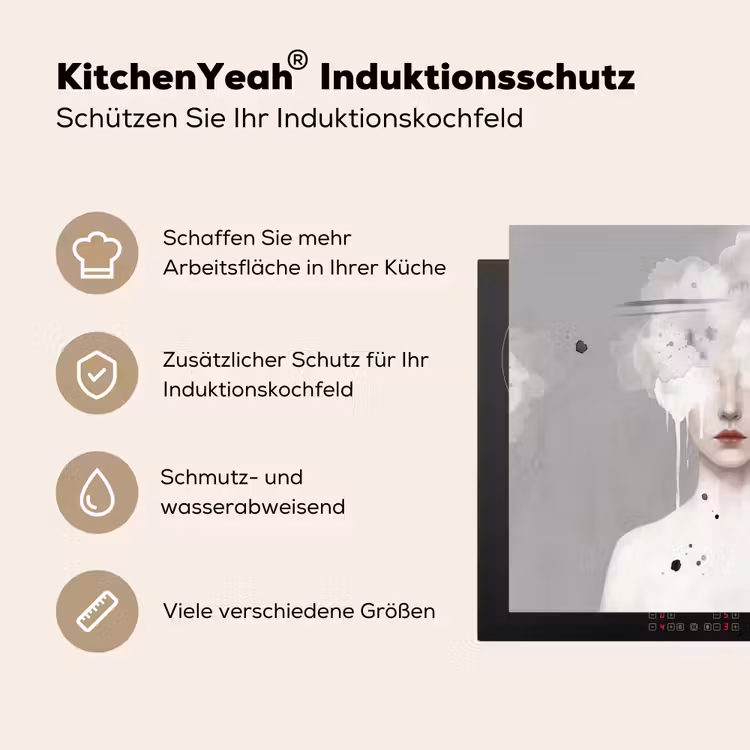 Herdabdeckplatte - Frau - Wolke - Grau — 5