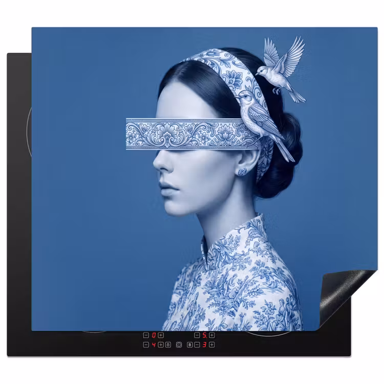 Herdabdeckplatte - Hochformat - Klassisch - Weiß - Blau — 1