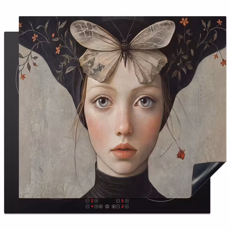 Herdabdeckplatte - Frau - Schmetterling - Kunst - Klassisch - Gedämpft — 1