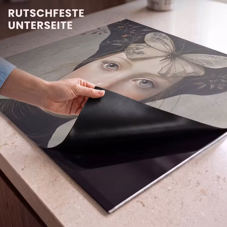 Herdabdeckplatte - Frau - Schmetterling - Kunst - Klassisch - Gedämpft — 6
