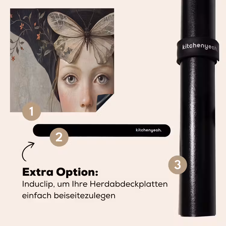 Herdabdeckplatte - Frau - Schmetterling - Kunst - Klassisch - Gedämpft — 8