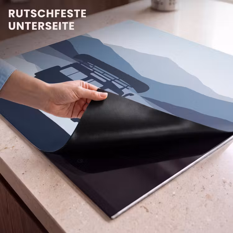 Herdabdeckplatte - Auto - See - Berge - Blau — 6