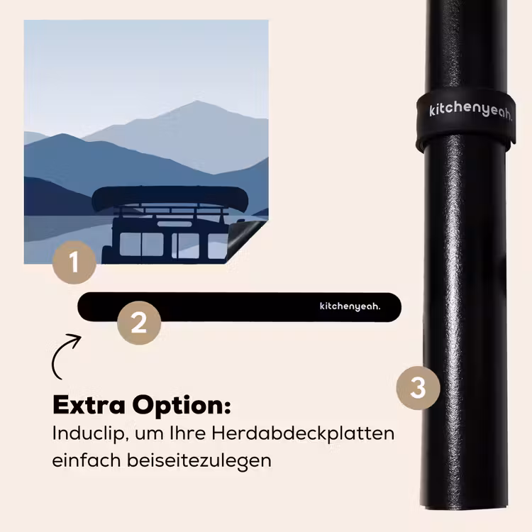 Herdabdeckplatte - Auto - See - Berge - Blau — 8
