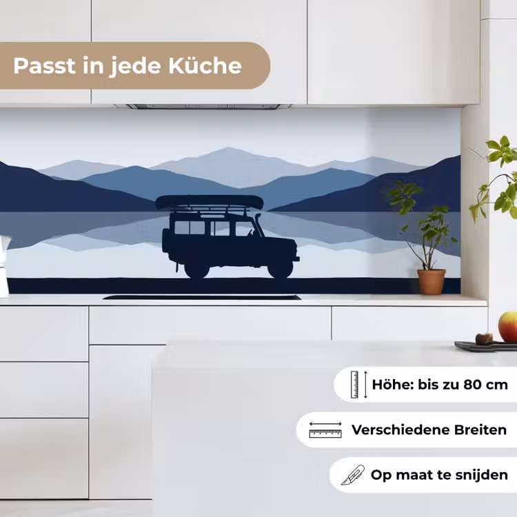 Spritzschutz Küche - Auto - See - Berge - Blau — 4