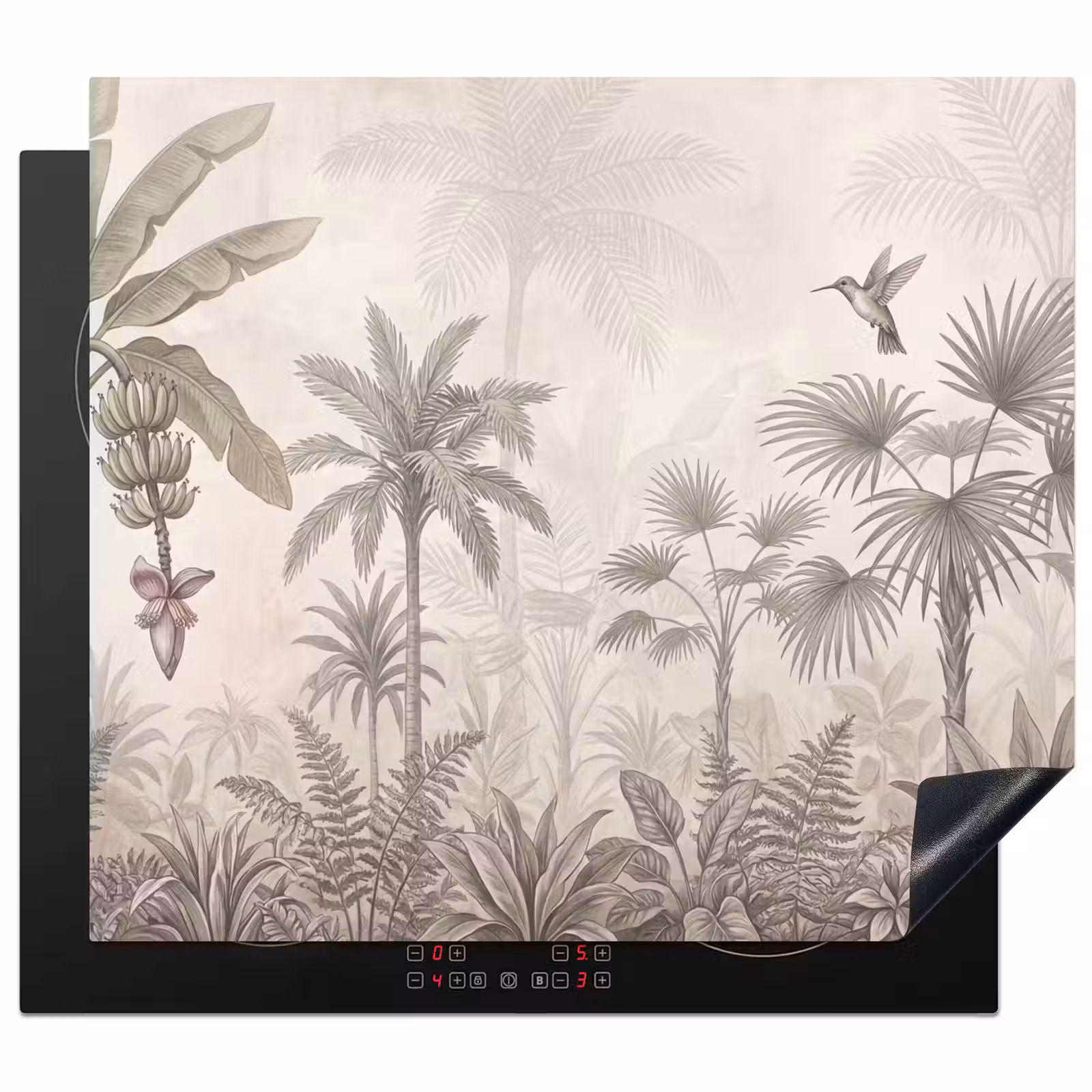 Herdabdeckplatte - Dschungel - Landebahnbaum - Kolibri - Beige — 1