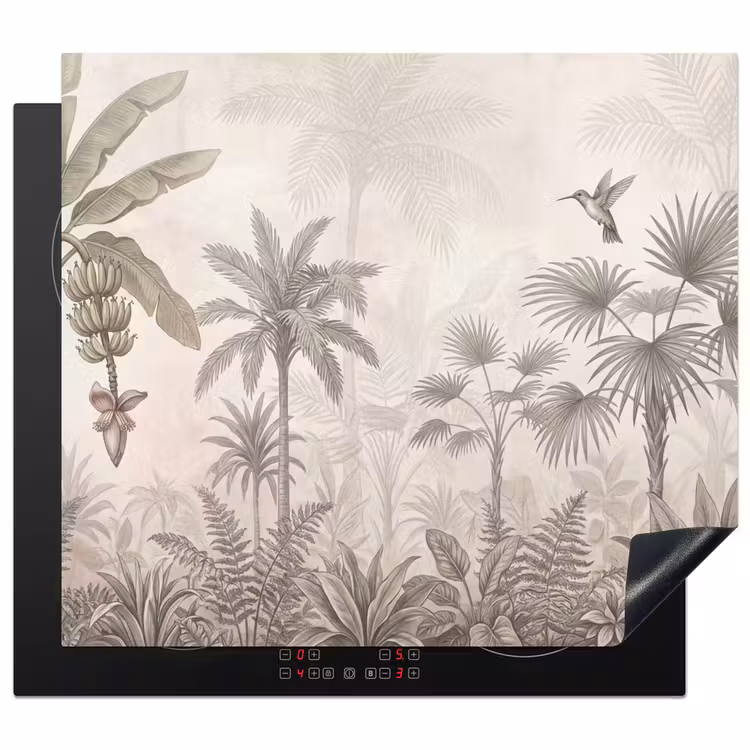 Herdabdeckplatte - Dschungel - Landebahnbaum - Kolibri - Beige — 1