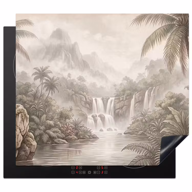 Herdabdeckplatte - Dschungel - Wasserfälle - Tropisch - Illustration — 1