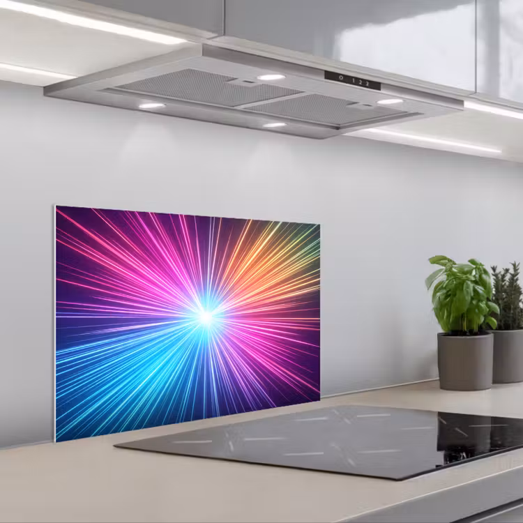 Spritzschutz Küche - Abstrakt - Licht - Explosion - Modern - Bunt — 1