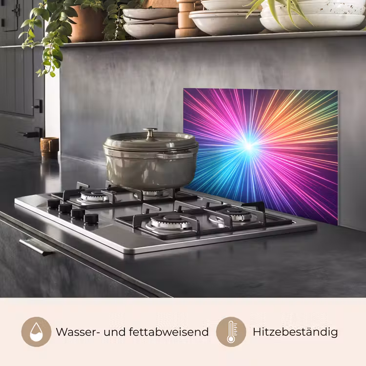 Spritzschutz Küche - Abstrakt - Licht - Explosion - Modern - Bunt — 2