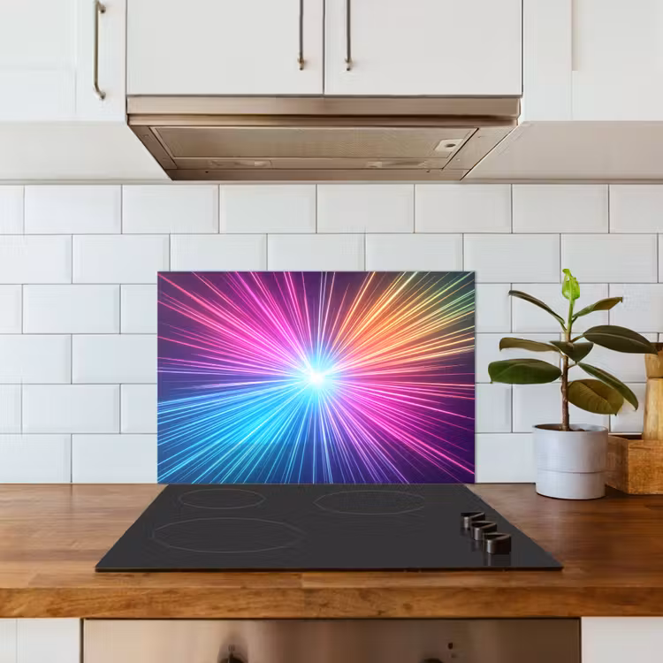 Spritzschutz Küche - Abstrakt - Licht - Explosion - Modern - Bunt — 3