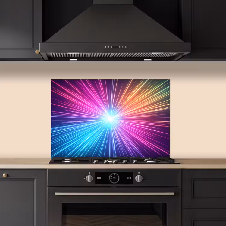 Spritzschutz Küche - Abstrakt - Licht - Explosion - Modern - Bunt — 5