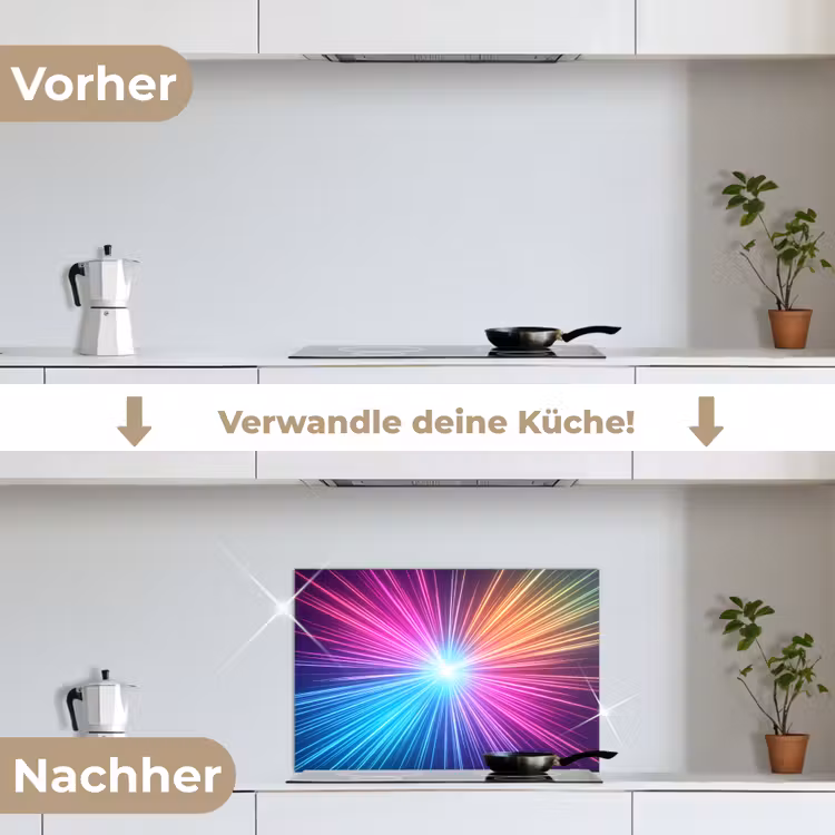 Spritzschutz Küche - Abstrakt - Licht - Explosion - Modern - Bunt — 7