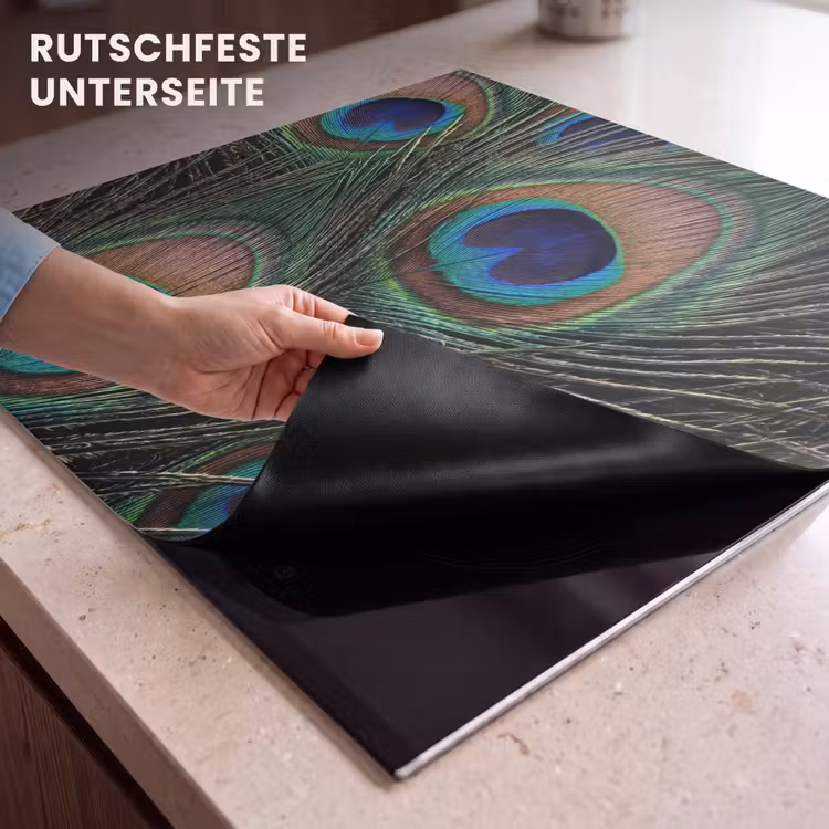 Herdabdeckplatte - Pfauenfedern - Klassisch - Grün — 6
