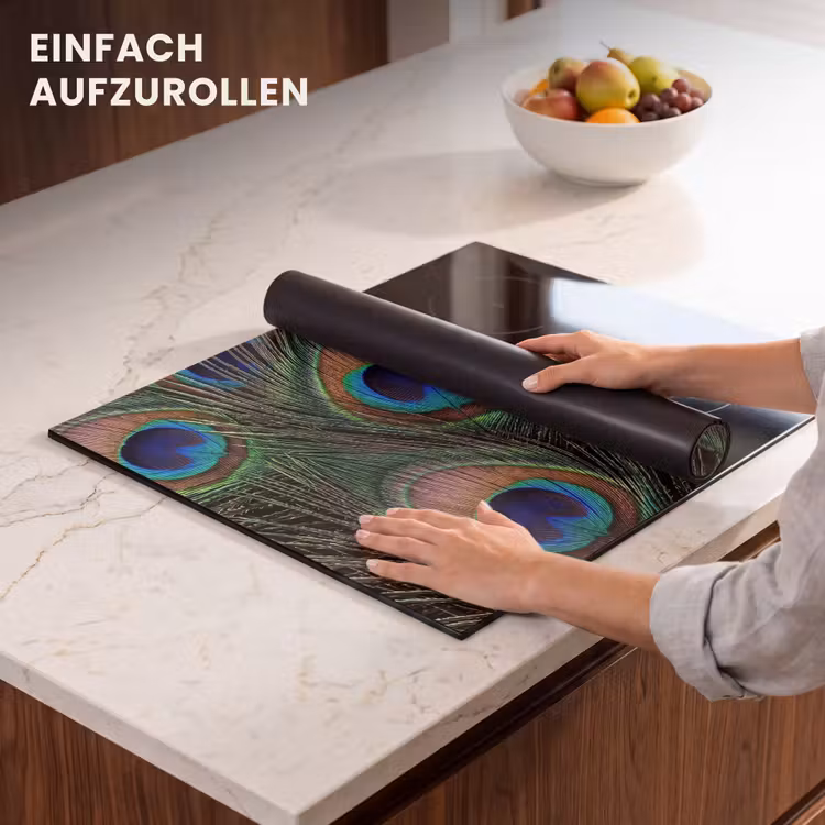 Herdabdeckplatte - Pfauenfedern - Klassisch - Grün — 7