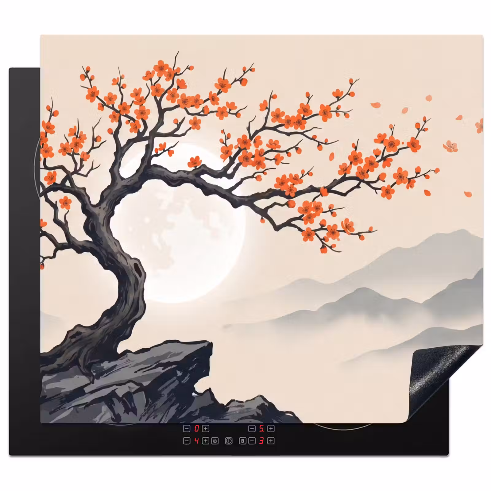 Herdabdeckplatte - Asiatisch - Blüte - Rot — 1