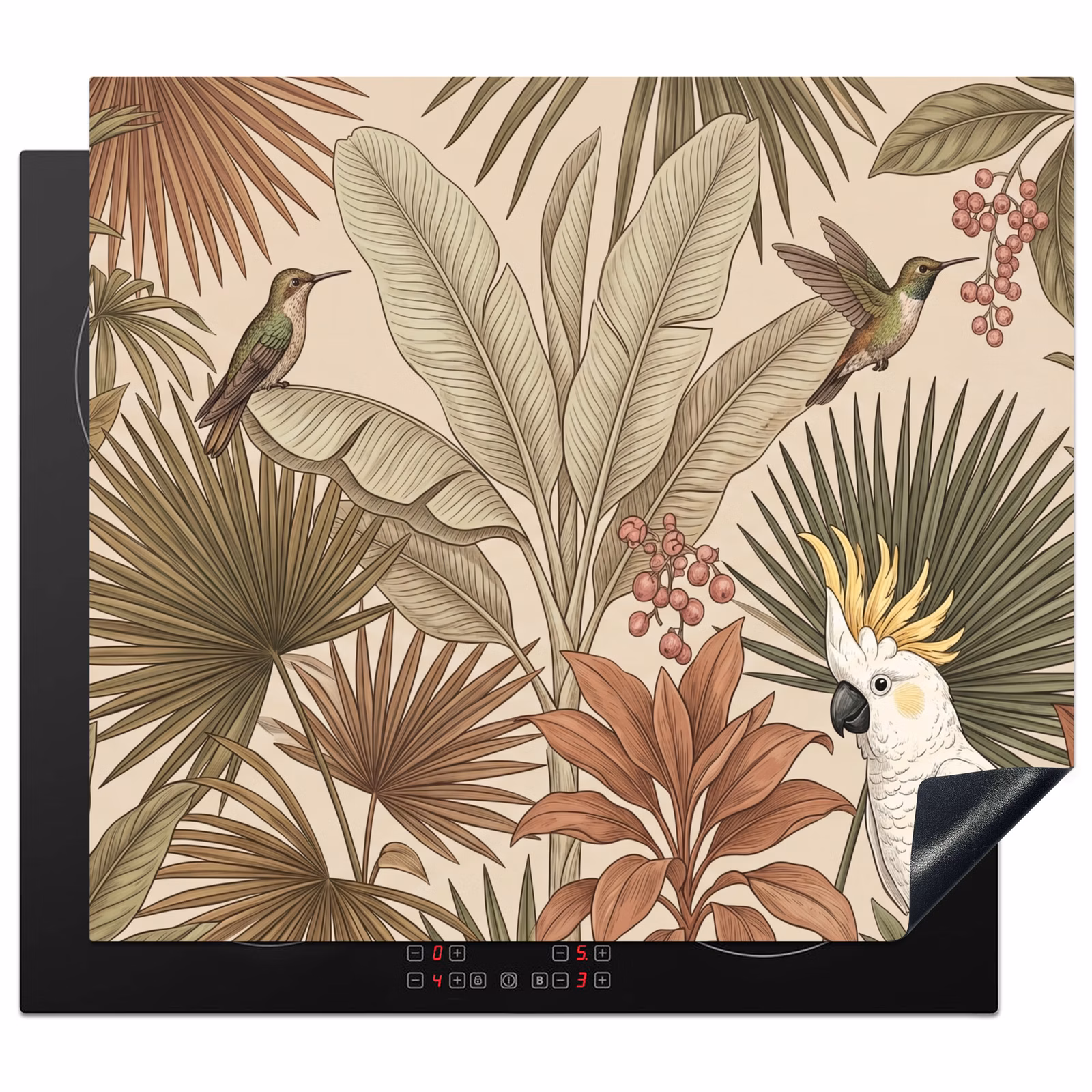 Herdabdeckplatte - Tropisch - Vögel - Beige — 1