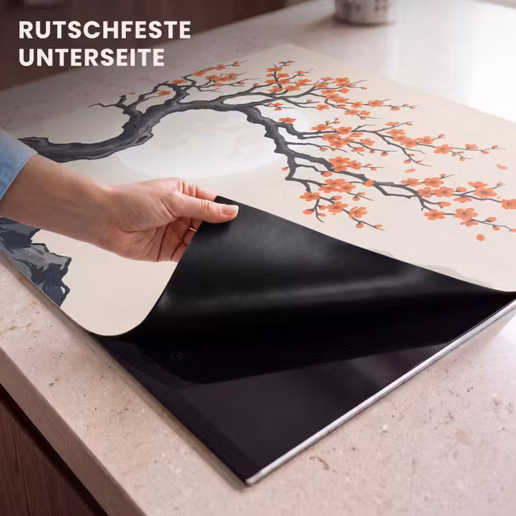 Herdabdeckplatte - Asiatisch - Blüte - Rot — 6