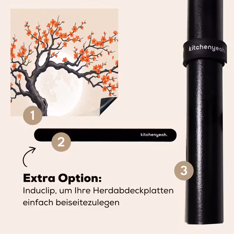 Herdabdeckplatte - Asiatisch - Blüte - Rot — 8