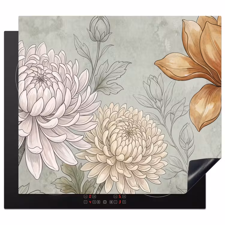 Herdabdeckplatte - Illustration - Blumen - Grün — 1