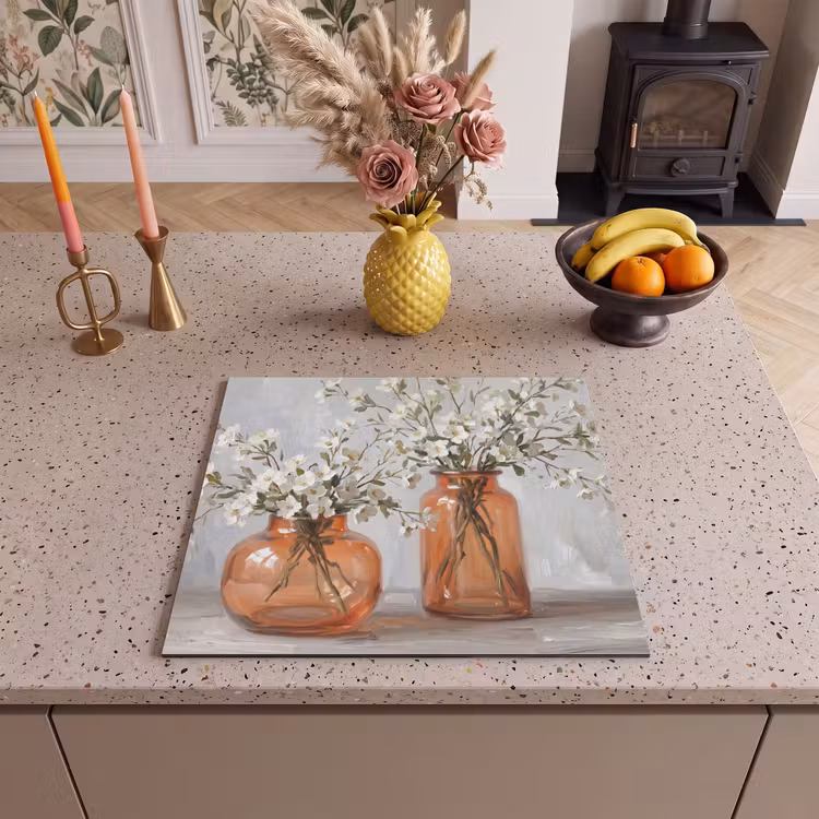 Herdabdeckplatte - Vasen - Blumen - Orange — 3