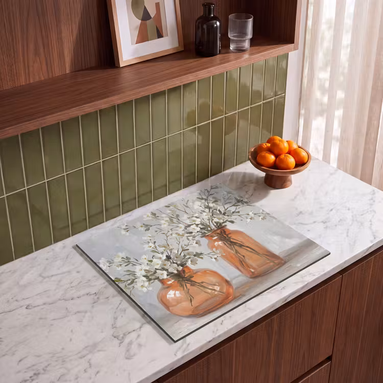 Herdabdeckplatte - Vasen - Blumen - Orange — 4