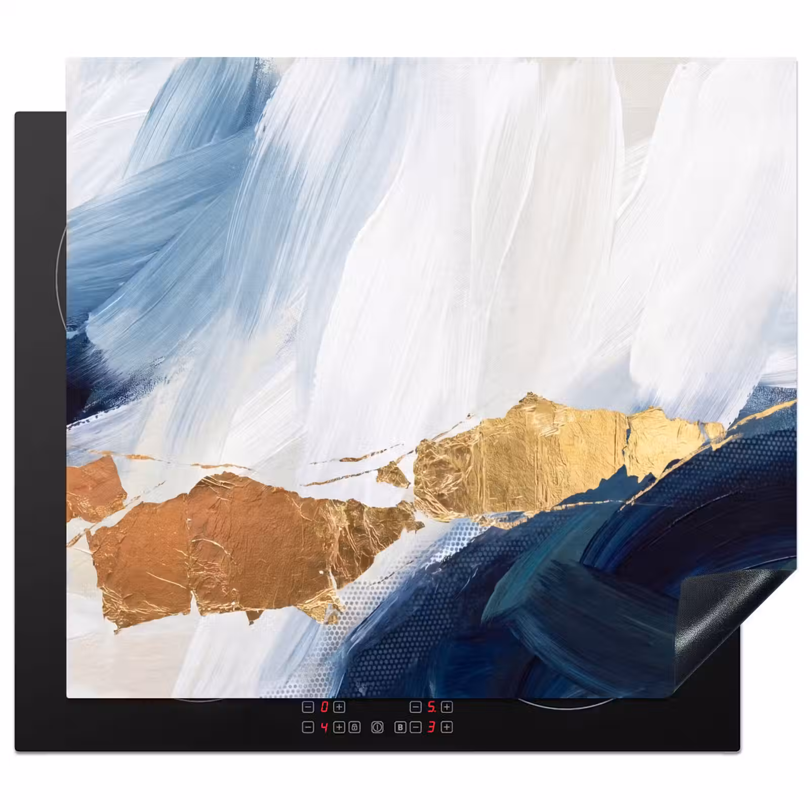 Herdabdeckplatte - Abstrakt - Acryl - Blau - Gold - Elegant — 1