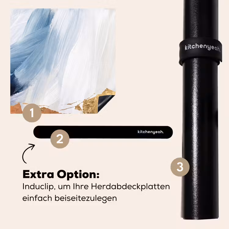 Herdabdeckplatte - Abstrakt - Acryl - Blau - Gold - Elegant — 8