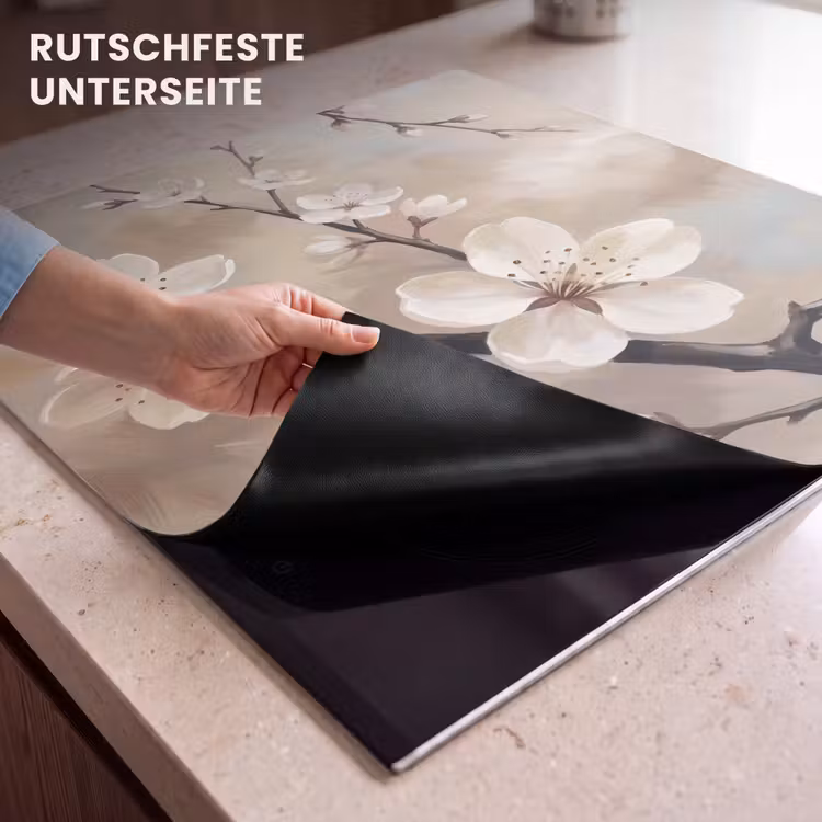 Herdabdeckplatte - Blüte - Zweige - Gemälde - Beige - Gelassenheit — 6