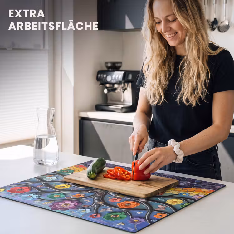 Herdabdeckplatte - Lebensbaum - Mosaik - Blumen - Bunt - Fröhlich — 5
