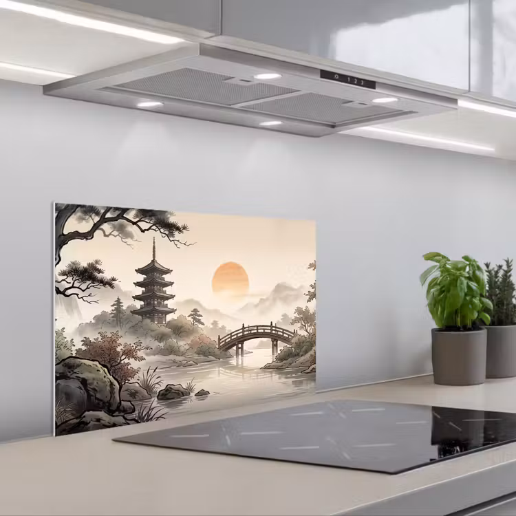 Spritzschutz Küche - Asien - Landschaft - Farbenfroh — 1