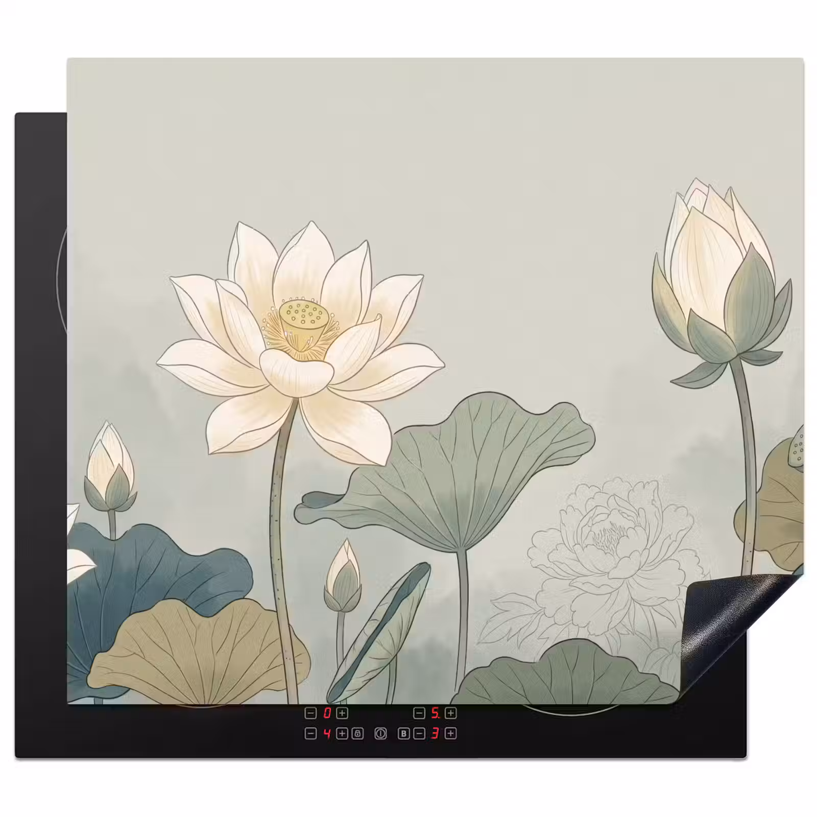 Herdabdeckplatte - Lotus - Blumen - Grün — 1