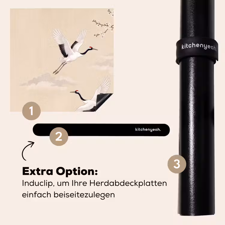Herdabdeckplatte - Kranich - Blüte - Beige — 8