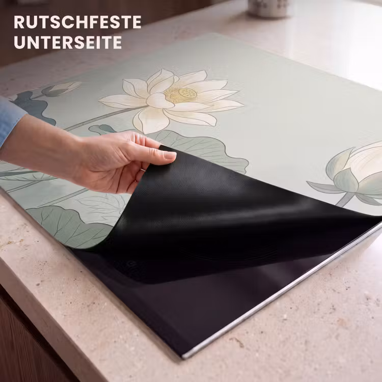 Herdabdeckplatte - Lotus - Blumen - Grün — 6