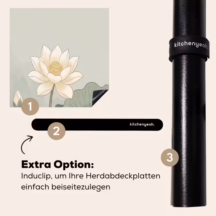 Herdabdeckplatte - Lotus - Blumen - Grün — 8