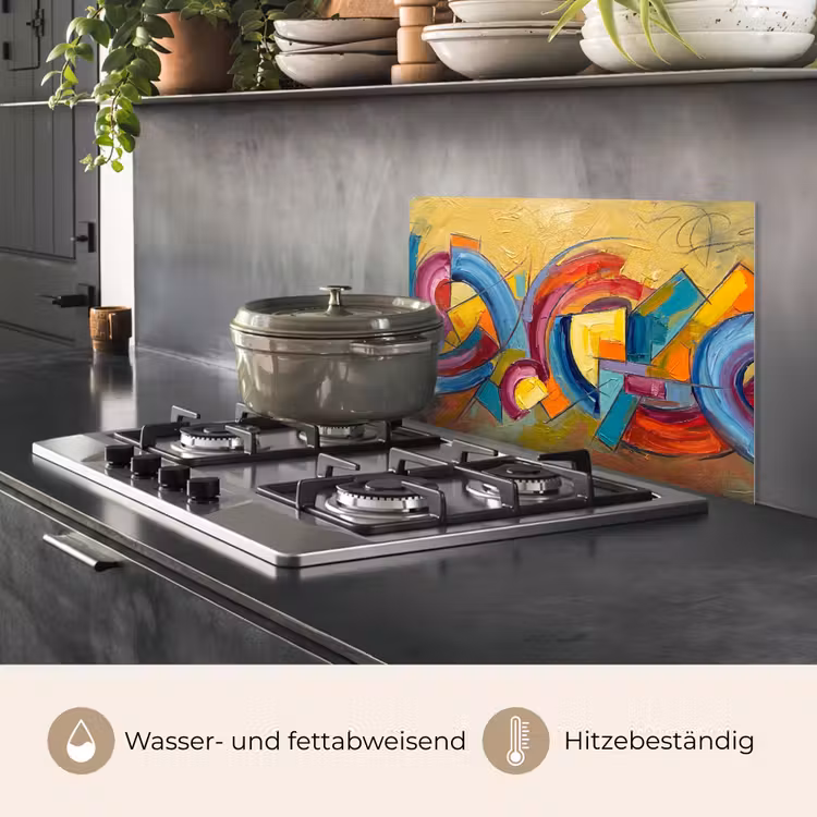 Spritzschutz Küche - Abstrakt - Kreise - Malerei - Bunt - Dynamisch — 2