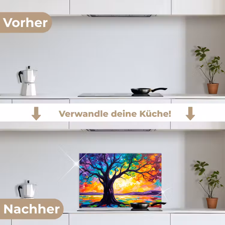 Spritzschutz Küche - Baum - Landschaft - Natur - Abstrakt - Farbenfroh — 7