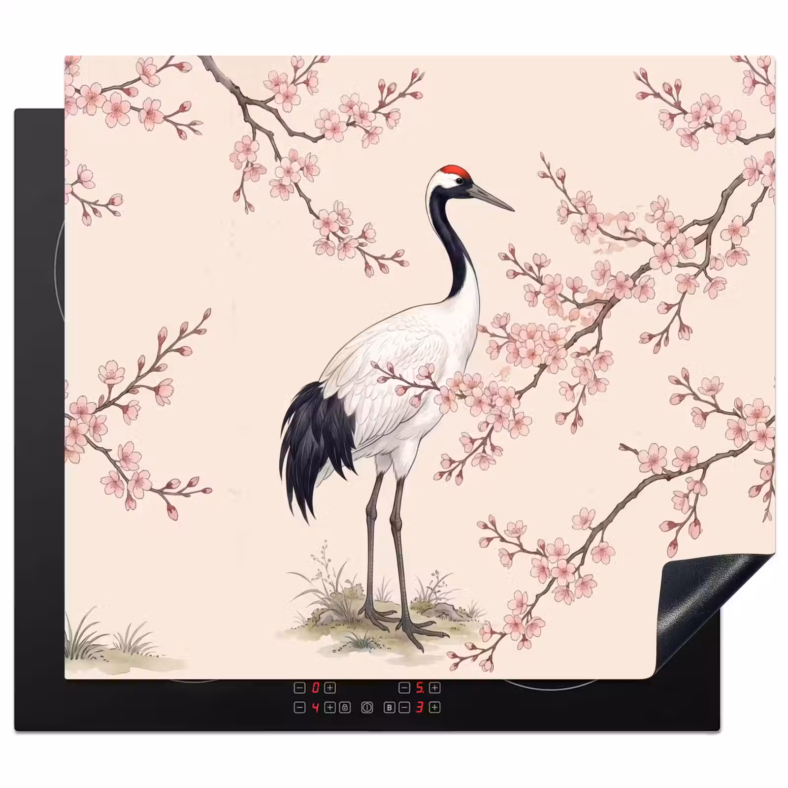 Herdabdeckplatte - Asiatisch - Kranich - Beige — 1