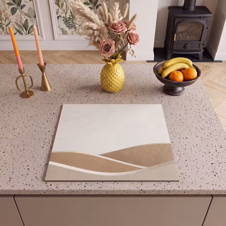 Herdabdeckplatte - Abstrakt - Wellen - Modern - Beige — 3
