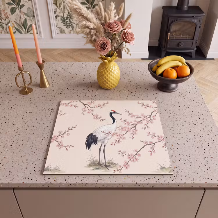 Herdabdeckplatte - Asiatisch - Kranich - Beige — 3