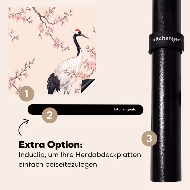 Herdabdeckplatte - Asiatisch - Kranich - Beige — 8