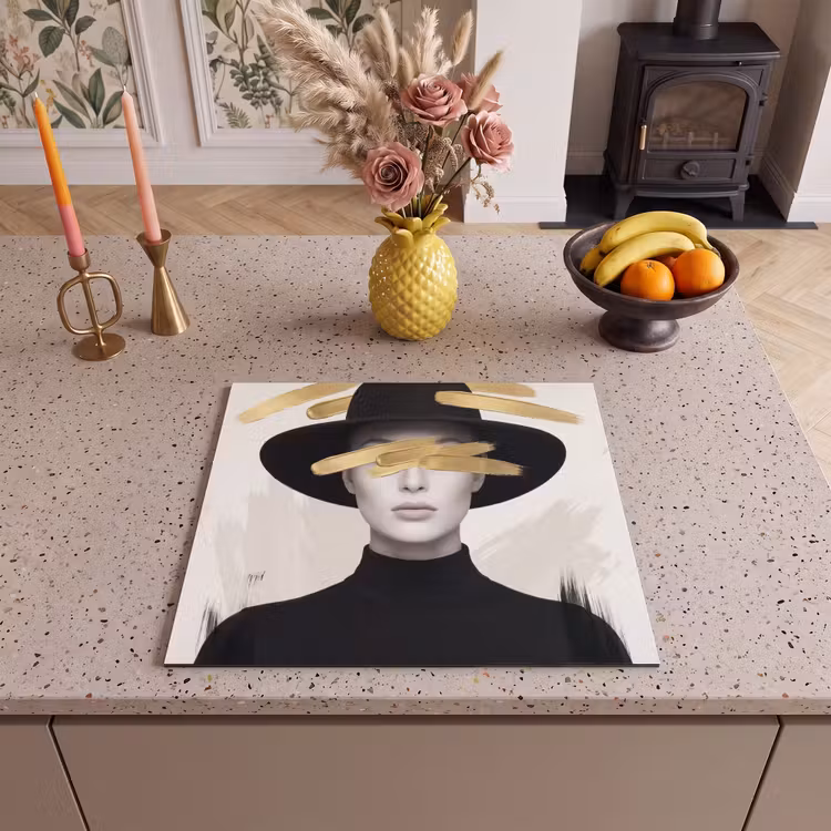 Herdabdeckplatte - Frau - Porträt - Modern - Gold - Kunst — 3