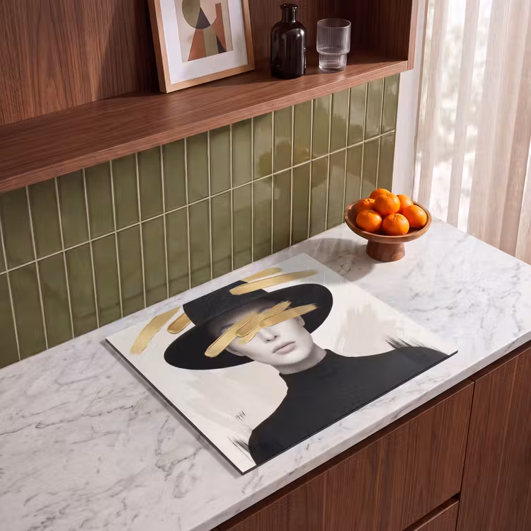 Herdabdeckplatte - Frau - Porträt - Modern - Gold - Kunst — 4