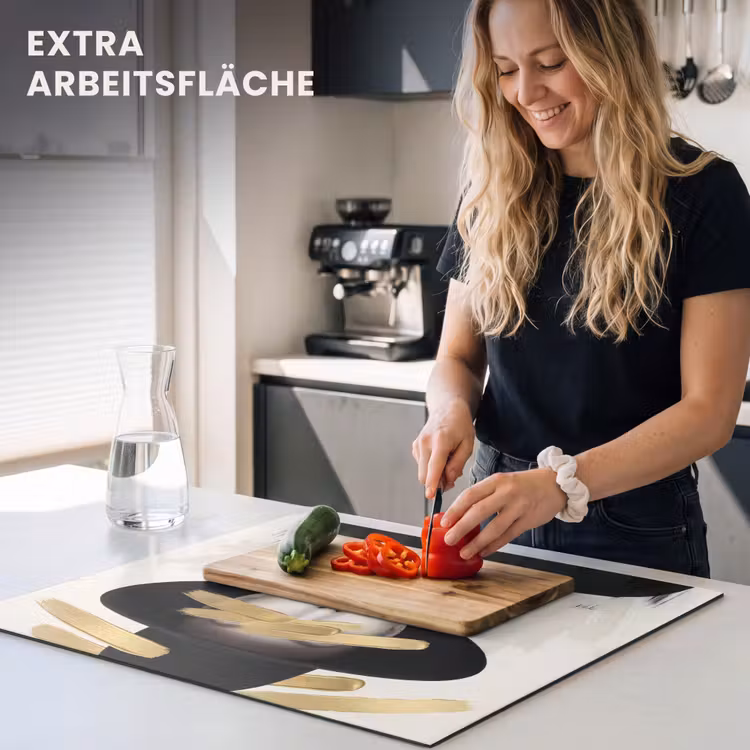 Herdabdeckplatte - Frau - Porträt - Modern - Gold - Kunst — 5